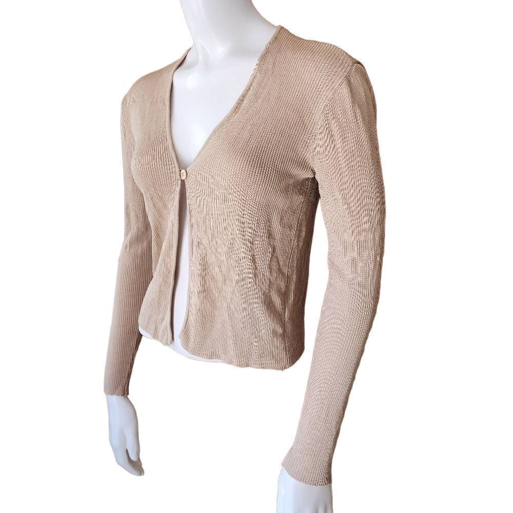 Laundry by Shelli Segal Tan Ribbed Cardigan (M)